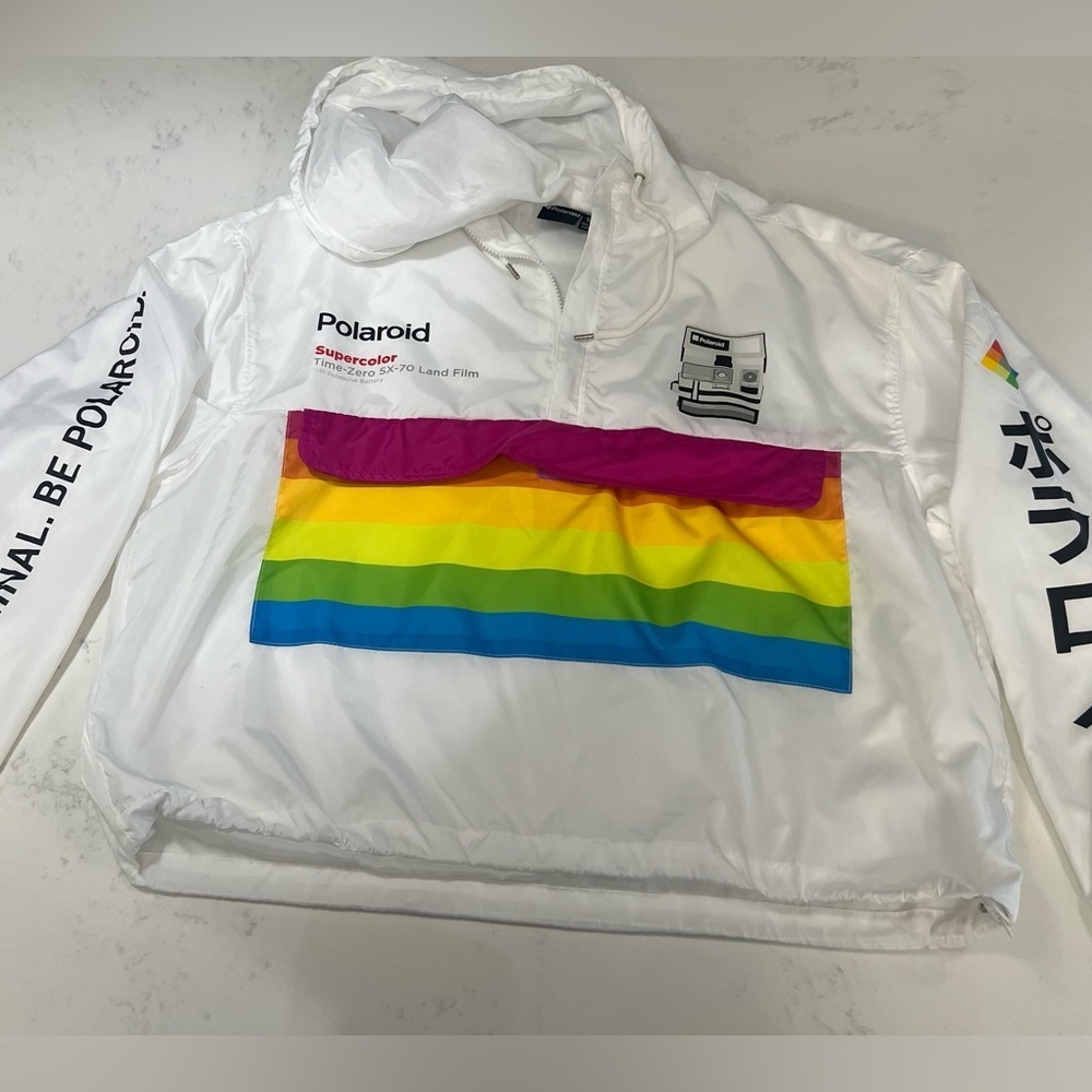 Polaroid White Jacket with Rainbow Accents - Picture 2 of 16
